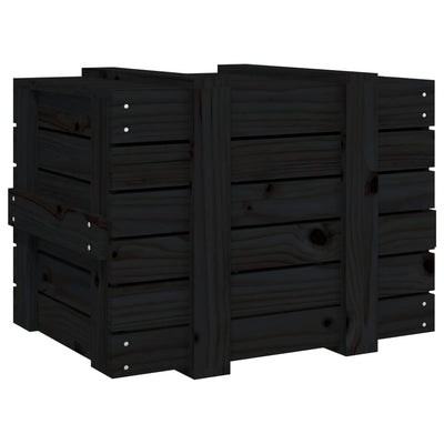 Storage Box Black 58x40.5x42 cm Solid Wood Pine