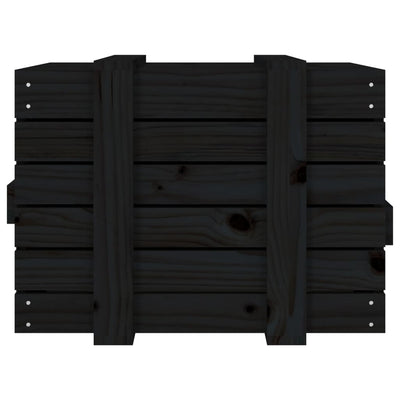 Storage Box Black 58x40.5x42 cm Solid Wood Pine