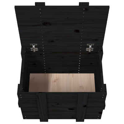 Storage Box Black 58x40.5x42 cm Solid Wood Pine