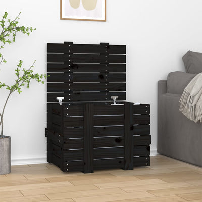 Storage Box Black 58x40.5x42 cm Solid Wood Pine