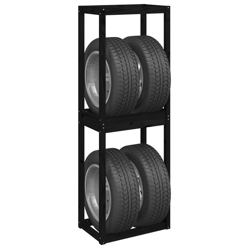 Tire Rack Black 63x40x180 cm Solid Wood Pine