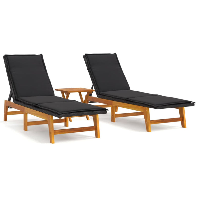 3 Piece Garden Lounge Set Poly Rattan&Solid Wood Acacia