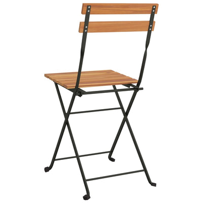 Folding Bistro Chairs 2 pcs Solid Wood Teak and Steel