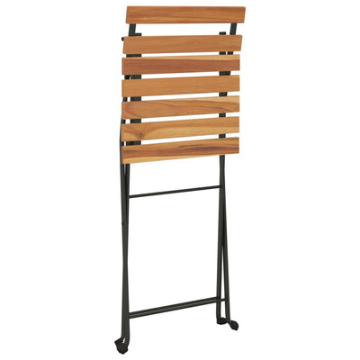 Folding Bistro Chairs 2 pcs Solid Wood Teak and Steel