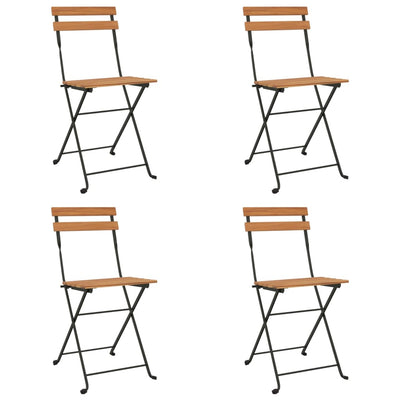 Folding Bistro Chairs 4 pcs Solid Wood Teak and Steel