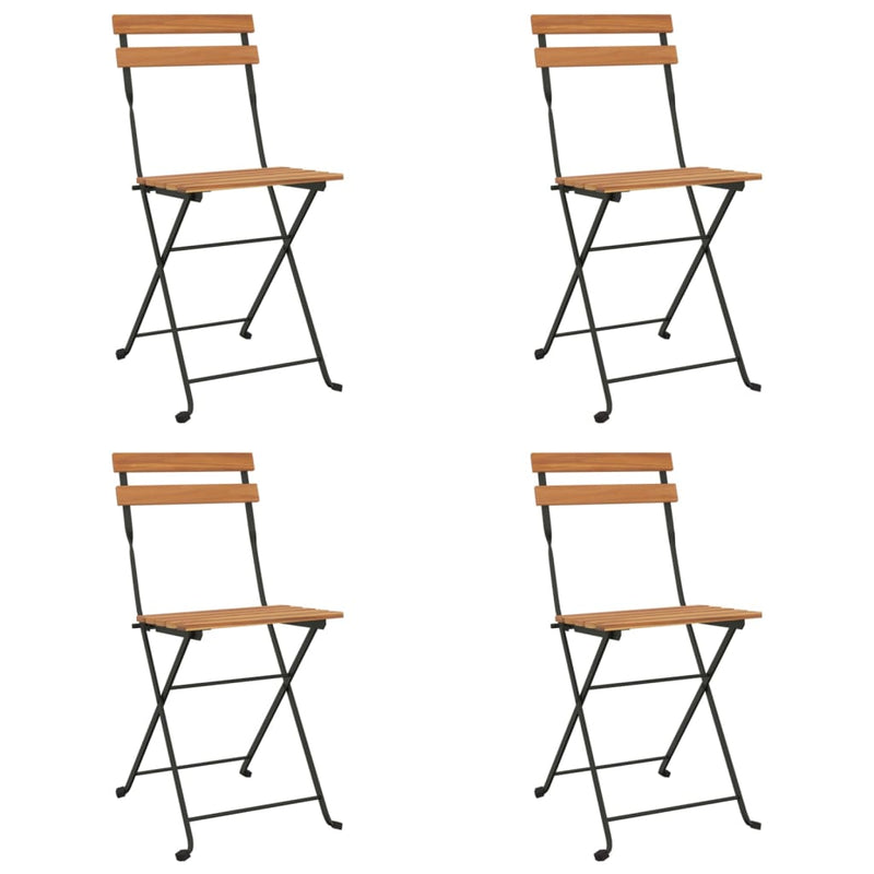 Folding Bistro Chairs 4 pcs Solid Wood Teak and Steel