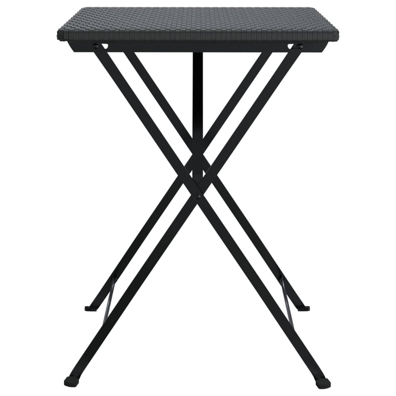 Folding Bistro Table Black 55x54x71 cm Poly Rattan