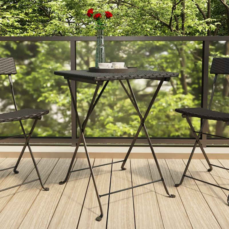 Folding Bistro Table Black 55x54x71 cm Poly Rattan