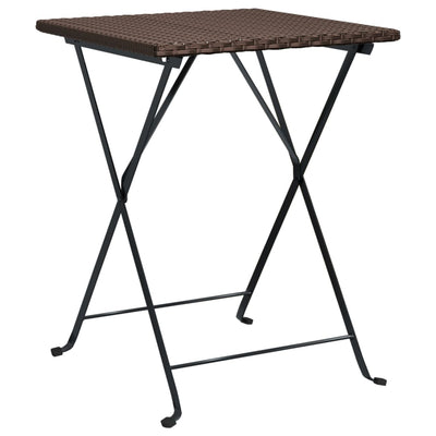 Folding Bistro Table Brown 55x54x71 cm Poly Rattan