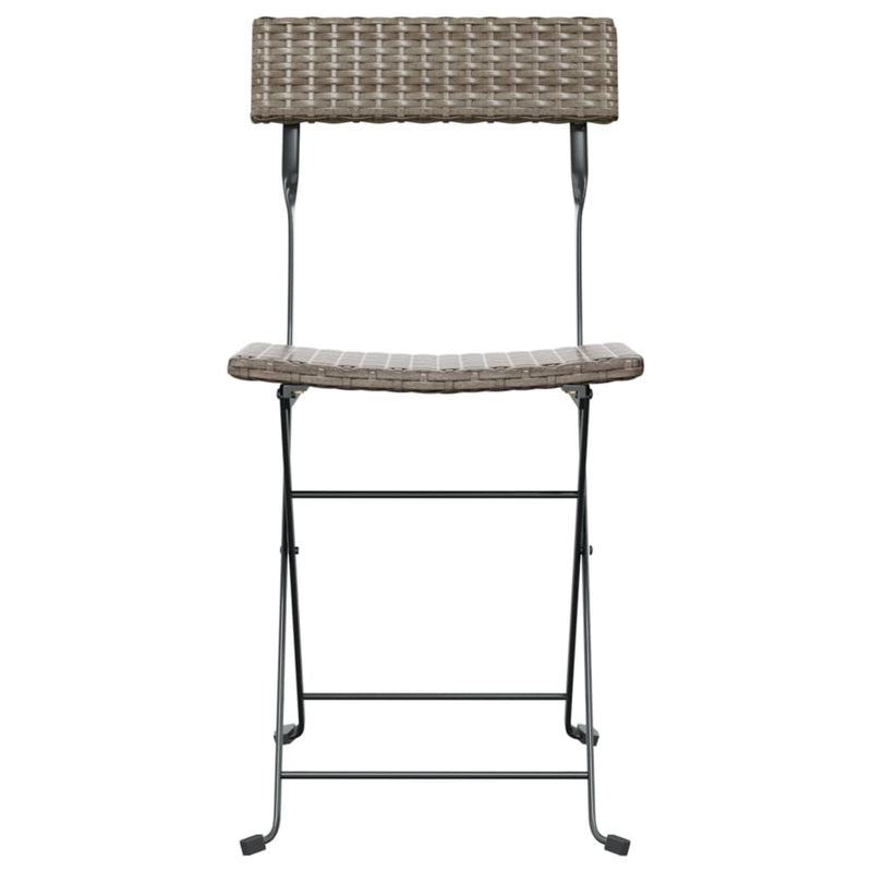 Folding Bistro Chairs 2 pcs Grey Poly Rattan and Steel