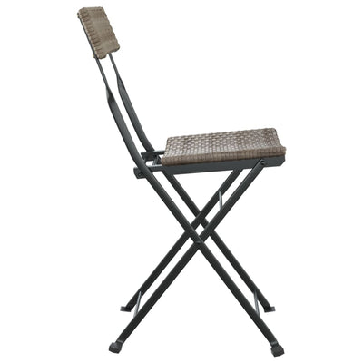 Folding Bistro Chairs 2 pcs Grey Poly Rattan and Steel