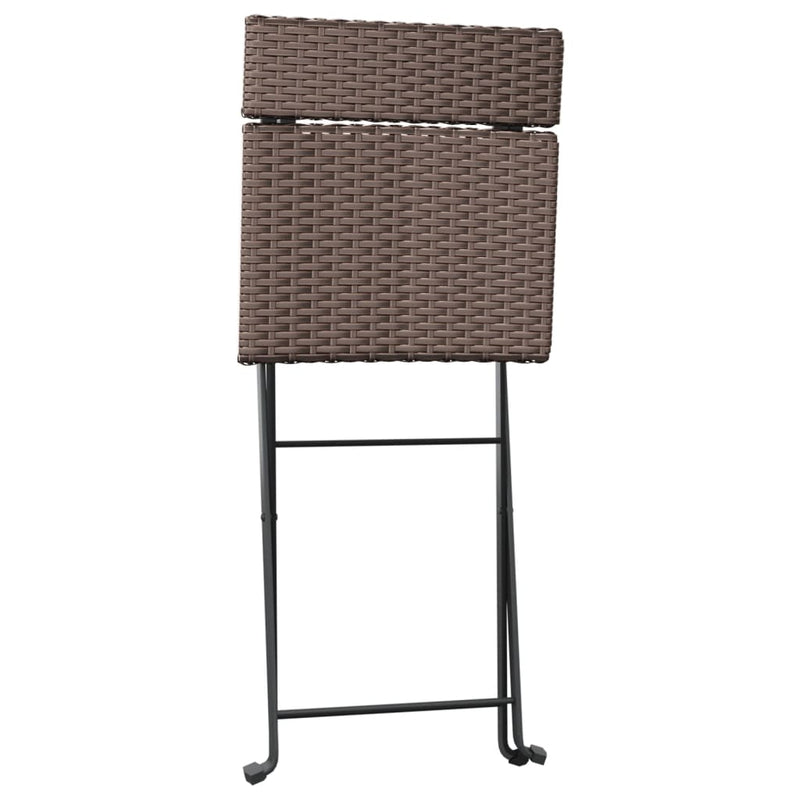 3 Piece Folding Bistro Set Brown Poly Rattan