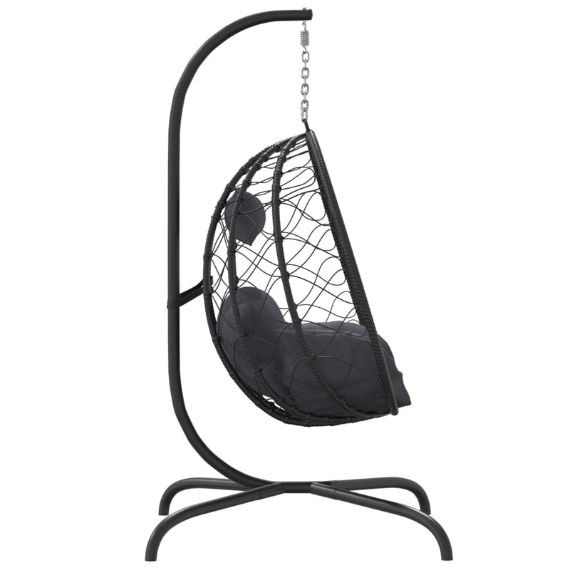 Hanging Egg Chair with Cushion Anthracite Poly Rattan&Steel