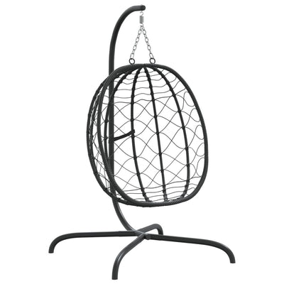 Hanging Egg Chair with Cushion Anthracite Poly Rattan&Steel