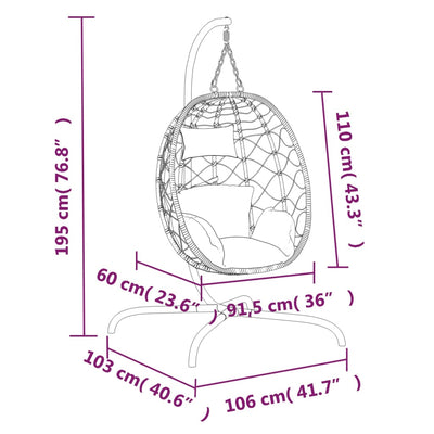 Hanging Egg Chair with Cushion Anthracite Poly Rattan&Steel