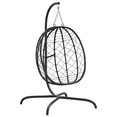 Hanging Egg Chair with Cushion Taupe Poly Rattan&Steel