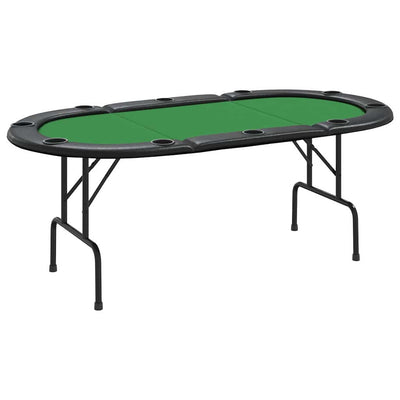 10-Player Folding Poker Table Green 206x106x75 cm