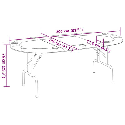 10-Player Folding Poker Table Green 206x106x75 cm