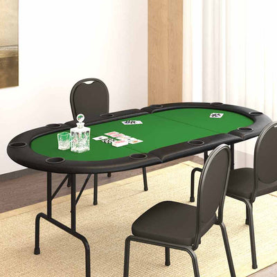 10-Player Folding Poker Table Green 206x106x75 cm