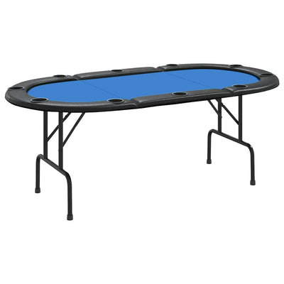 10-Player Folding Poker Table Blue 207x106x76 cm