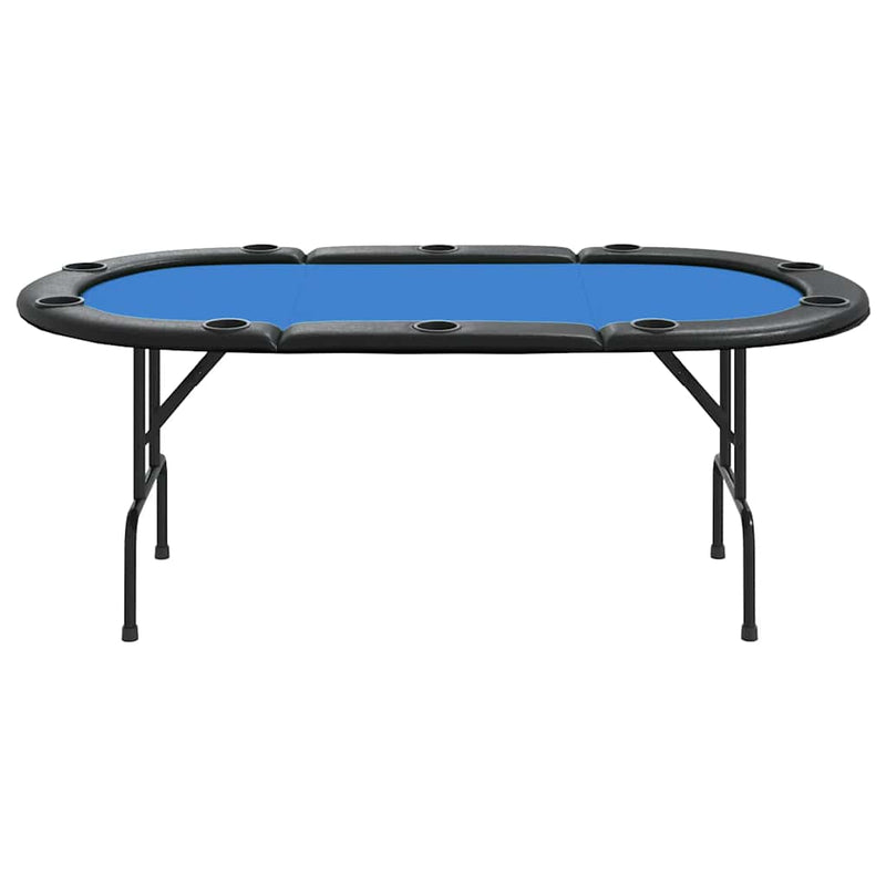 10-Player Folding Poker Table Blue 207x106x76 cm