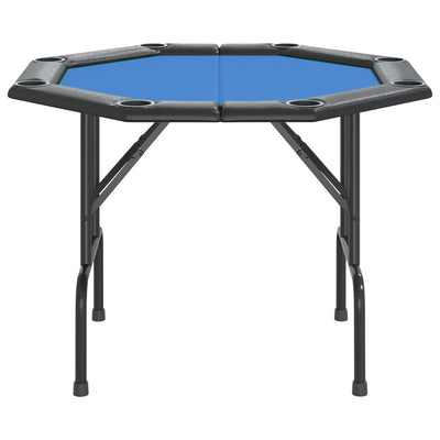 8-Player Folding Poker Table Blue 108x108x75 cm