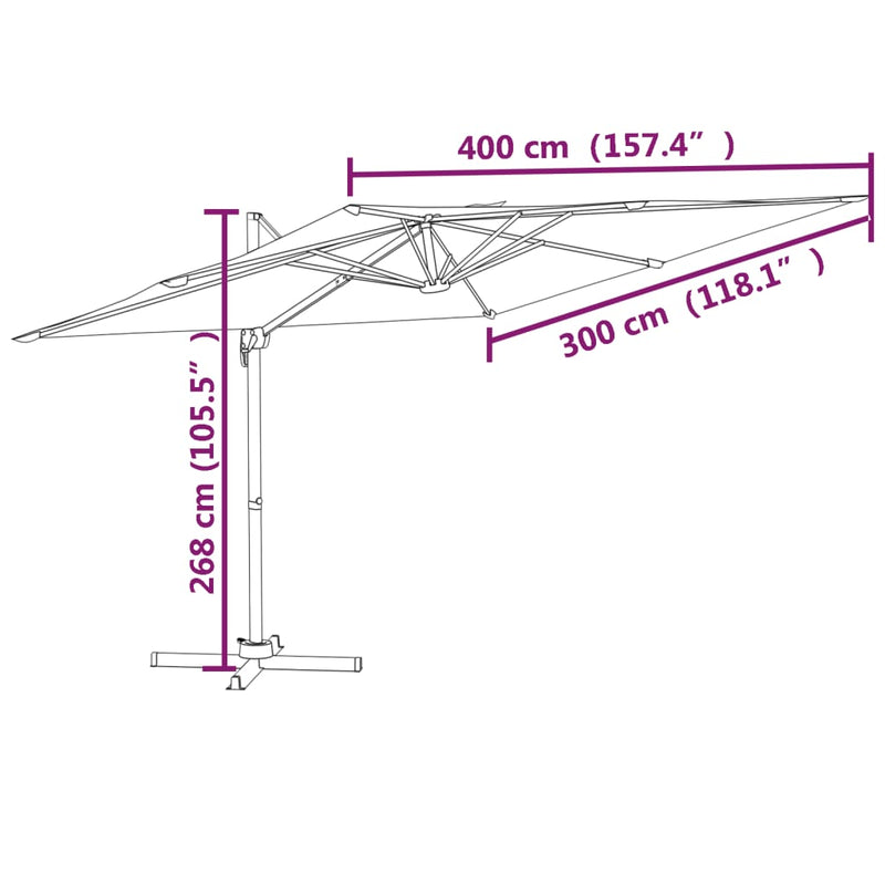 Cantilever Garden Parasol with Aluminium Pole Green 400x300 cm