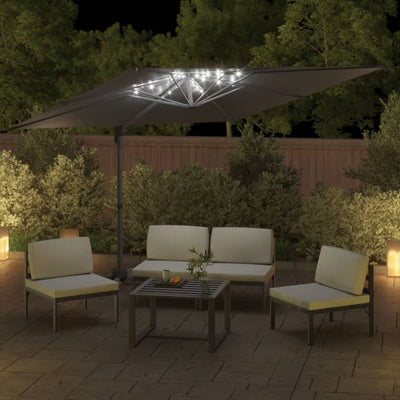 LED Cantilever Garden Parasol Anthracite 400x300 cm