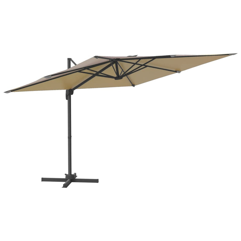 LED Cantilever Garden Parasol Taupe 400x300 cm