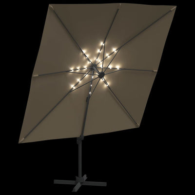 LED Cantilever Garden Parasol Taupe 400x300 cm