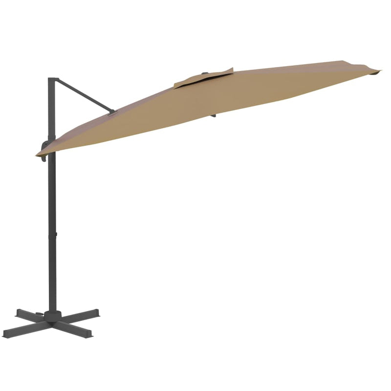 LED Cantilever Garden Parasol Taupe 400x300 cm