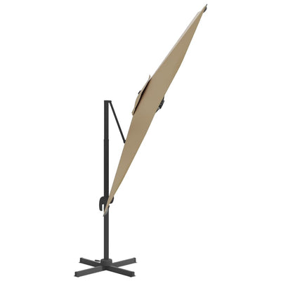 LED Cantilever Garden Parasol Taupe 400x300 cm