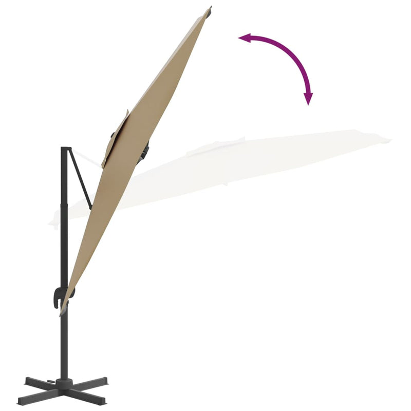 LED Cantilever Garden Parasol Taupe 400x300 cm