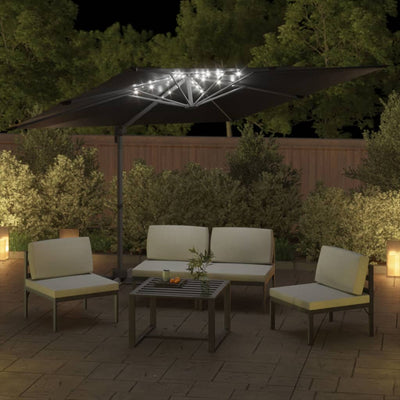 LED Cantilever Garden Parasol Black 400x300 cm