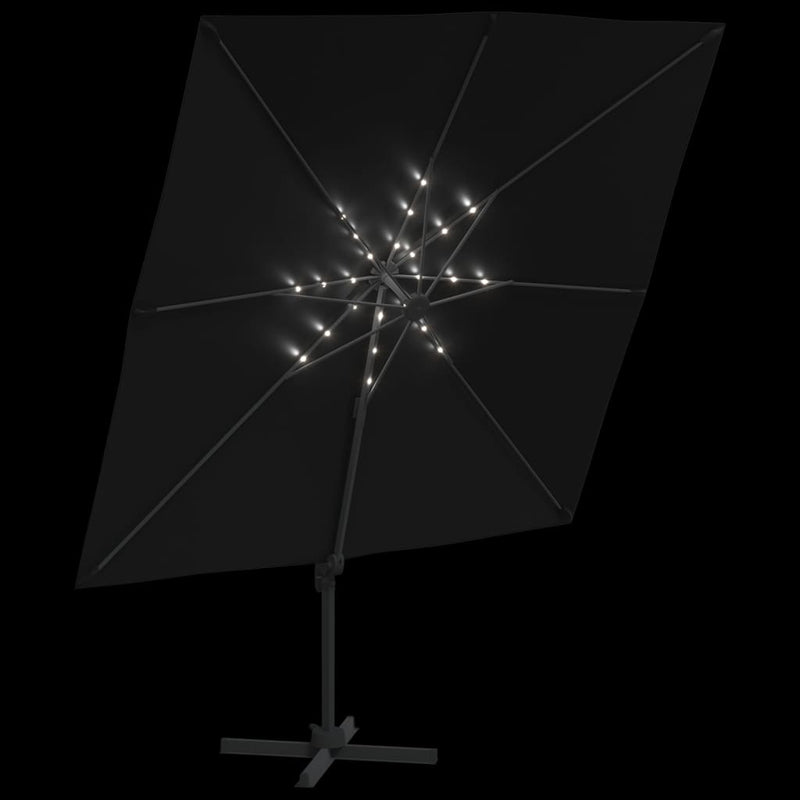 LED Cantilever Garden Parasol Black 400x300 cm