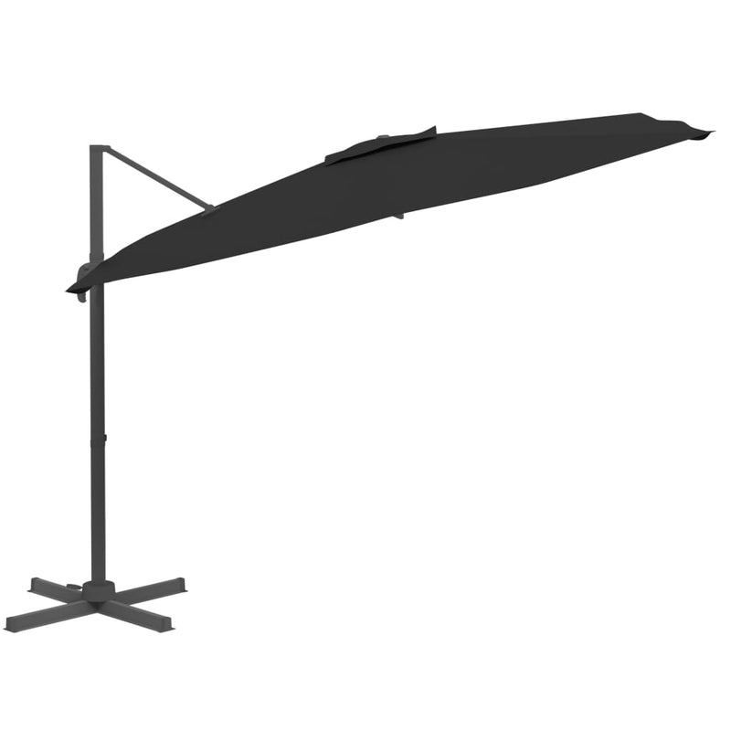 LED Cantilever Garden Parasol Black 400x300 cm