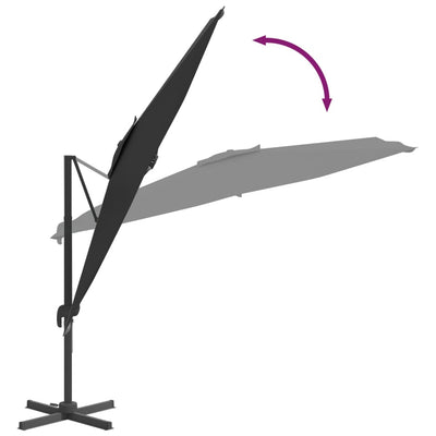 LED Cantilever Garden Parasol Black 400x300 cm