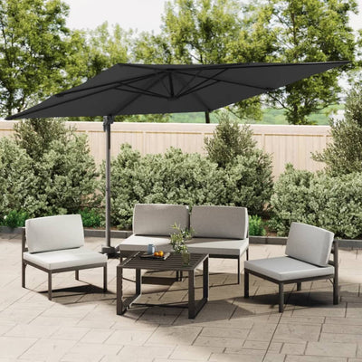 LED Cantilever Garden Parasol Black 400x300 cm