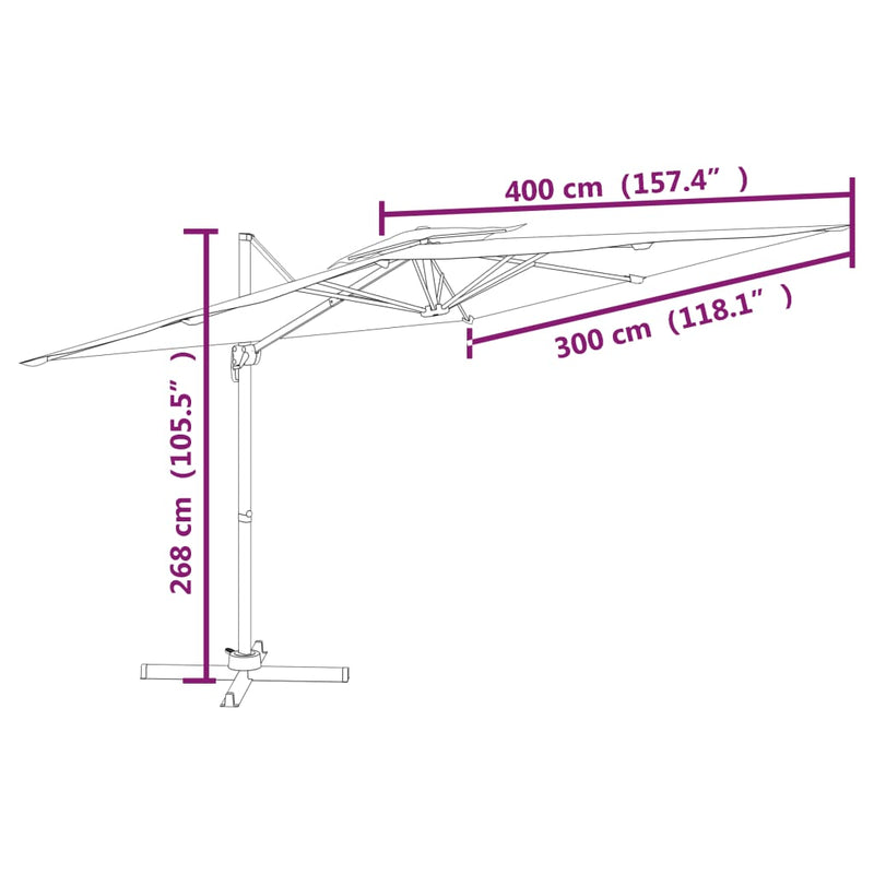 Double Top Cantilever Garden Parasol Anthracite 400x300 cm