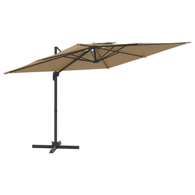 Double Top Cantilever Garden Parasol Taupe 400x300 cm