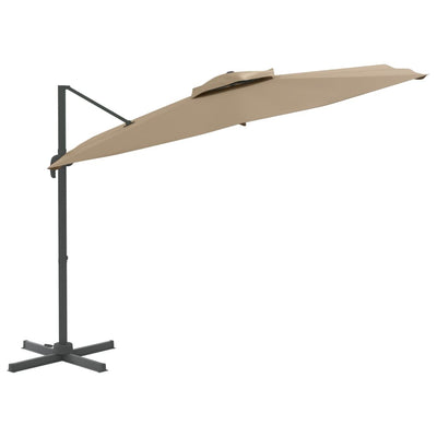 Double Top Cantilever Garden Parasol Taupe 400x300 cm