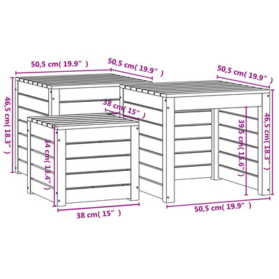 3 Piece Garden Box Set Black Solid Wood Pine