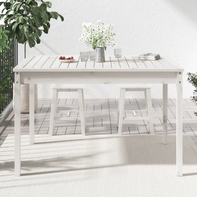 Garden Table White 121x82.5x76 cm Solid Wood Pine