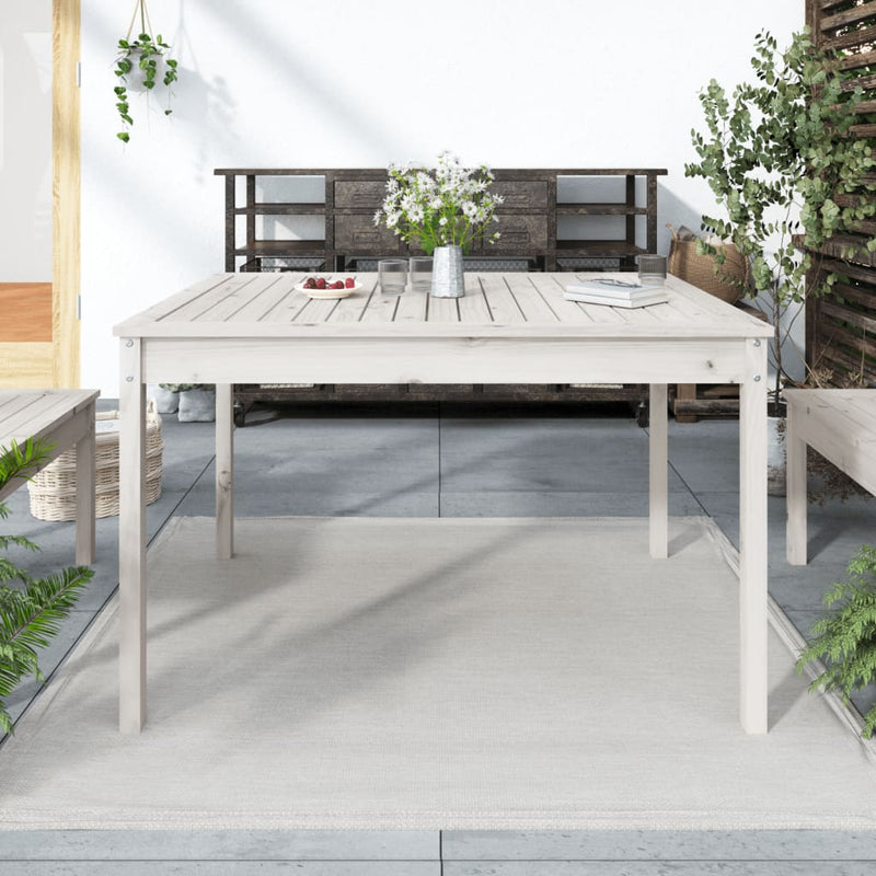 Garden Table White 121x82.5x76 cm Solid Wood Pine