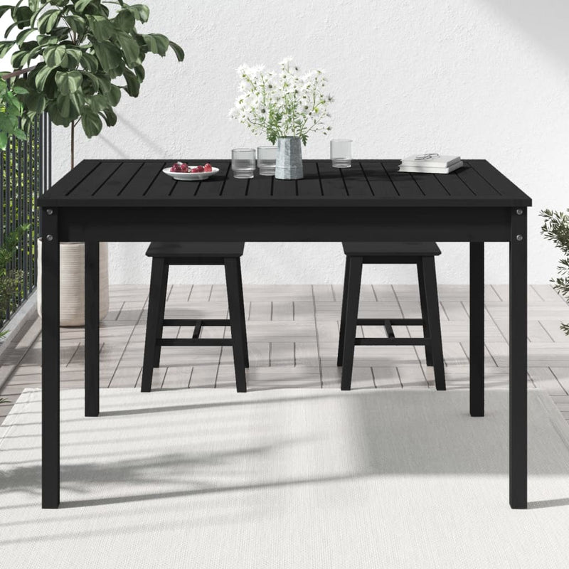 Garden Table Black 121x82.5x76 cm Solid Wood Pine