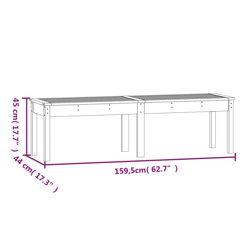 2-Seater Garden Bench 159.5x44x45 cm Solid Wood Pine