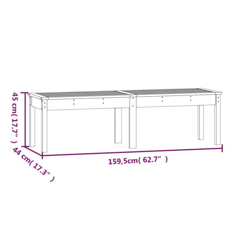 2-Seater Garden Bench White 159.5x44x45 cm Solid Wood Pine