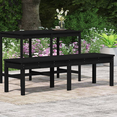 2-Seater Garden Bench Black 159.5x44x45 cm Solid Wood Pine