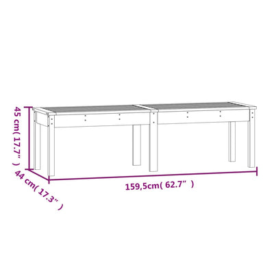 2-Seater Garden Bench Black 159.5x44x45 cm Solid Wood Pine