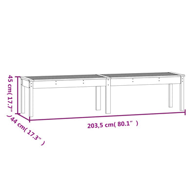 2-Seater Garden Bench Black 203.5x44x45 cm Solid Wood Pine